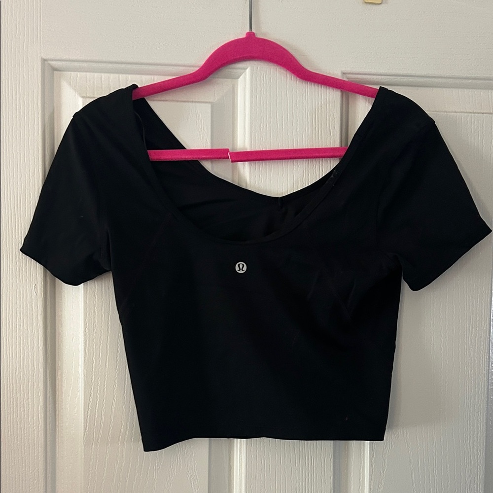 lululemon athletica Black Cropped Blouse